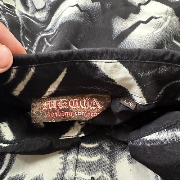 Vintage Mecca Y2K Skull All Over Print Button-up Shirt Large - Picture 3 of 7